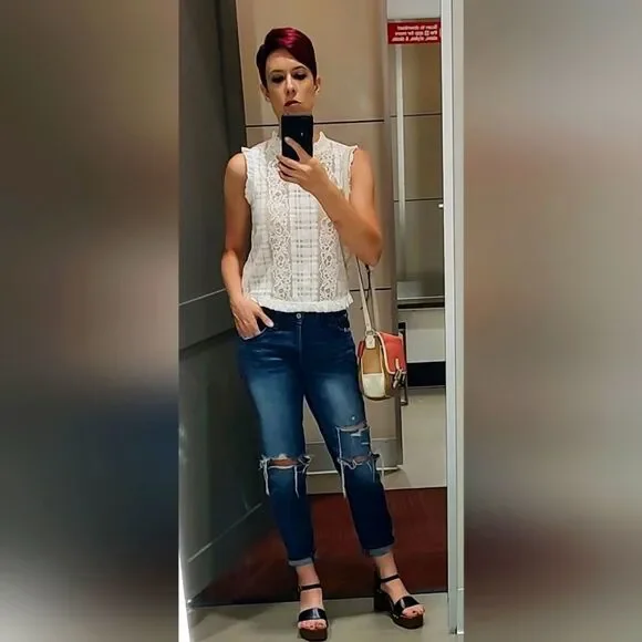 English Factory lace ruffle sleeveless top S - Picture 2 of 4